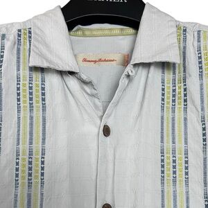 Tommy Bahama L 100%‎ Silk Loop Collar Hawaiian Camp Lounge Cigar Shirt Surf Tiki